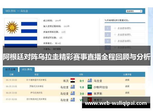 阿根廷对阵乌拉圭精彩赛事直播全程回顾与分析